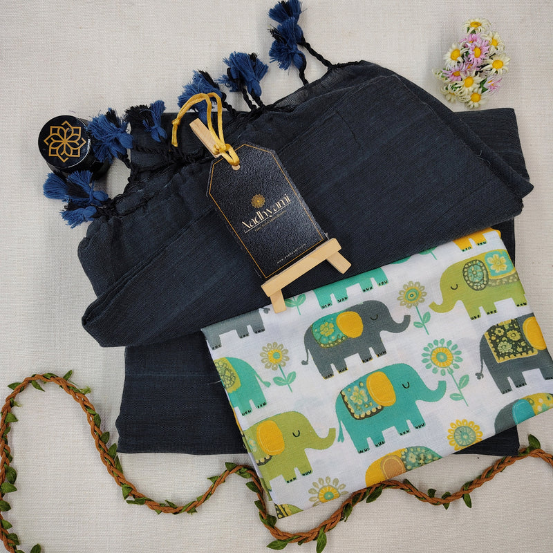 Grey Handloom Cotton Saree With Designer Blouse