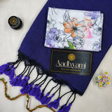 Royal Blue Handloom Cotton Saree With Designer Blouse