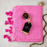 Baby Pink Handloom Cotton Saree With Designer Blouse