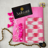 Baby Pink Handloom Cotton Saree With Designer Blouse
