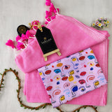 Baby Pink Handloom Cotton Saree With Designer Blouse