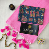 Baby Pink Handloom Cotton Saree With Designer Blouse