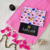 Baby Pink Handloom Cotton Saree With Designer Blouse