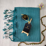 C Green Handloom Cotton Saree With Designer Blouse