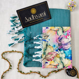 C Green Handloom Cotton Saree With Designer Blouse