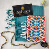 C Green Handloom Cotton Saree With Designer Blouse