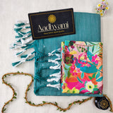 C Green Handloom Cotton Saree With Designer Blouse