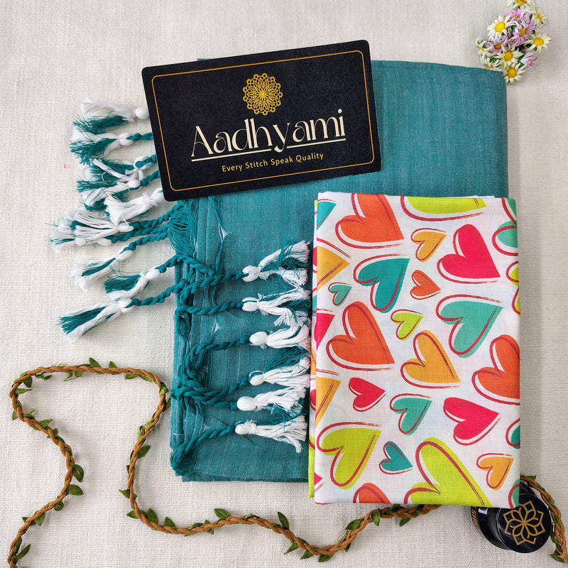 C Green Handloom Cotton Saree With Designer Blouse