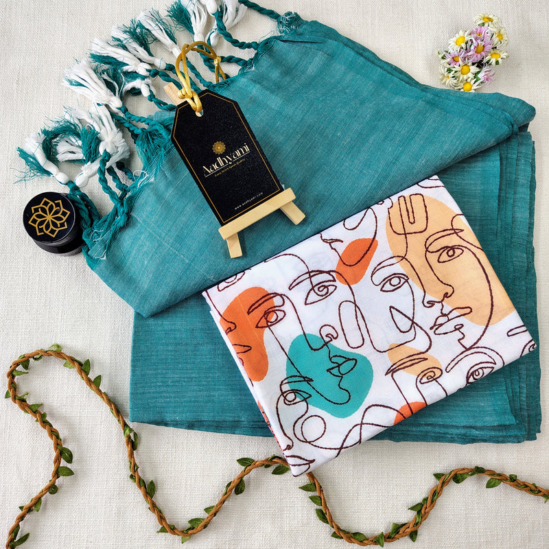 C Green Handloom Cotton Saree With Designer Blouse