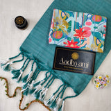 C Green Handloom Cotton Saree With Designer Blouse