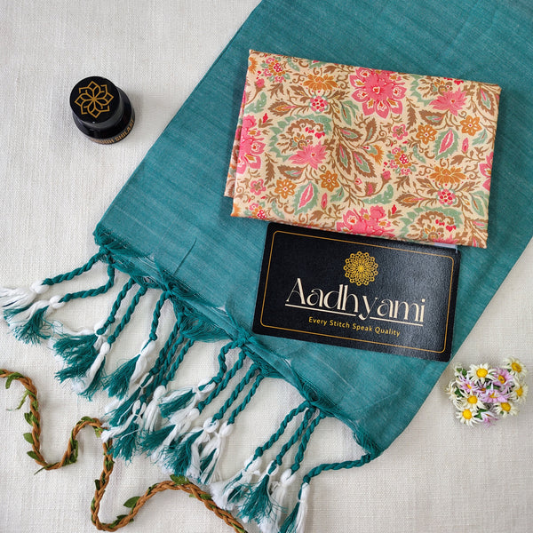 C Green Handloom Cotton Saree With Designer Blouse