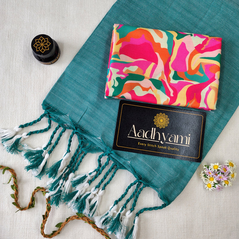 C Green Handloom Cotton Saree With Designer Blouse