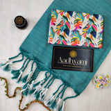 C Green Handloom Cotton Saree With Designer Blouse