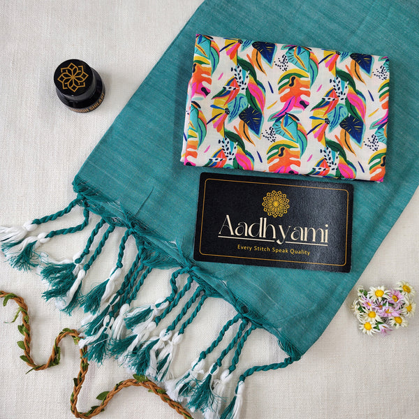 C Green Handloom Cotton Saree With Designer Blouse