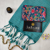 C Green Handloom Cotton Saree With Designer Blouse