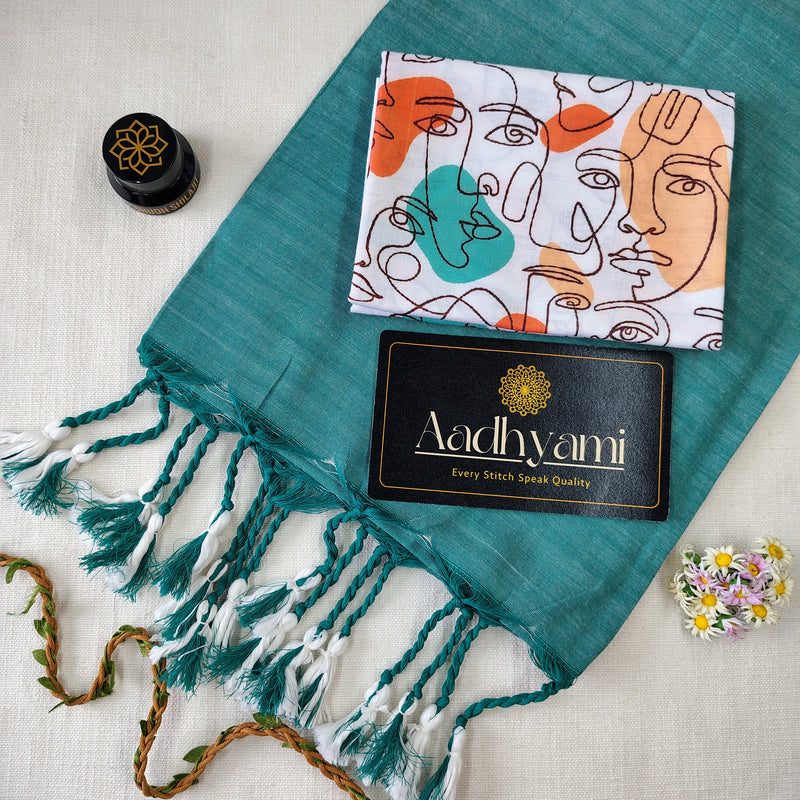 C Green Handloom Cotton Saree With Designer Blouse