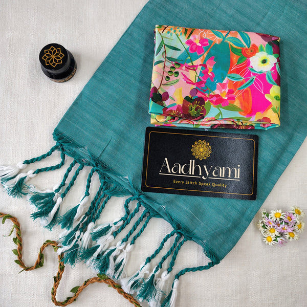 C Green Handloom Cotton Saree With Designer Blouse