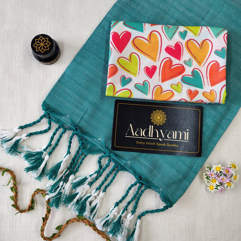 C Green Handloom Cotton Saree With Designer Blouse