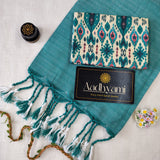 C Green Handloom Cotton Saree With Designer Blouse