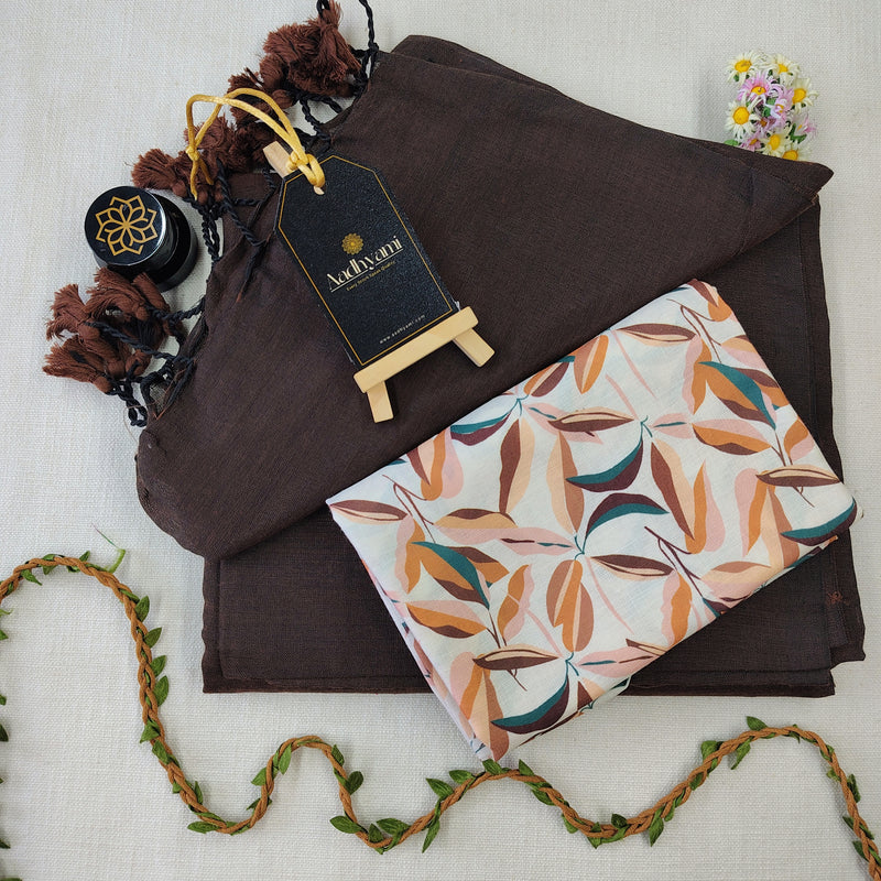 Brown Handloom Cotton Saree With Designer Blouse