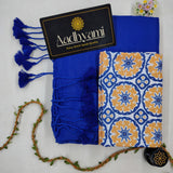 Blue Handloom Cotton Saree With Designer Blouse