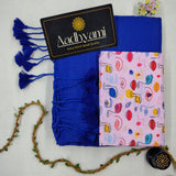 Blue Handloom Cotton Saree With Designer Blouse