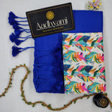 Blue Handloom Cotton Saree With Designer Blouse