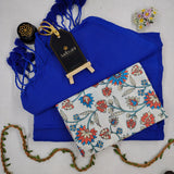 Blue Handloom Cotton Saree With Designer Blouse