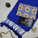 Blue Handloom Cotton Saree With Designer Blouse