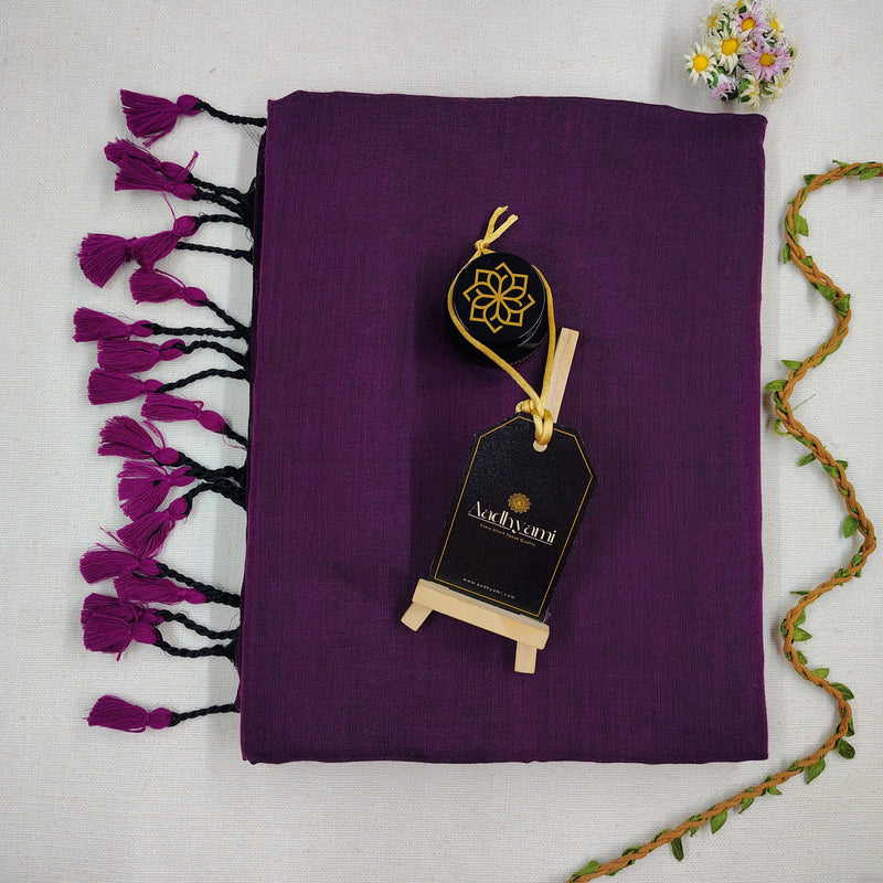 Wine Handloom Cotton Saree With Designer Blouse