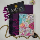 Wine Handloom Cotton Saree With Designer Blouse