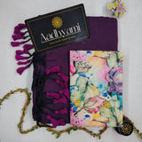 Wine Handloom Cotton Saree With Designer Blouse