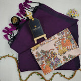 Wine Handloom Cotton Saree With Designer Blouse