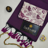 Wine Handloom Cotton Saree With Designer Blouse