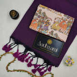 Wine Handloom Cotton Saree With Designer Blouse