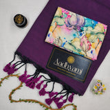 Wine Handloom Cotton Saree With Designer Blouse