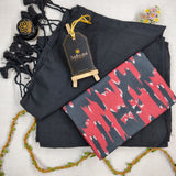 Black Handloom Cotton Saree With Designer Blouse