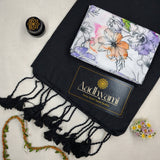 Black Handloom Cotton Saree With Designer Blouse