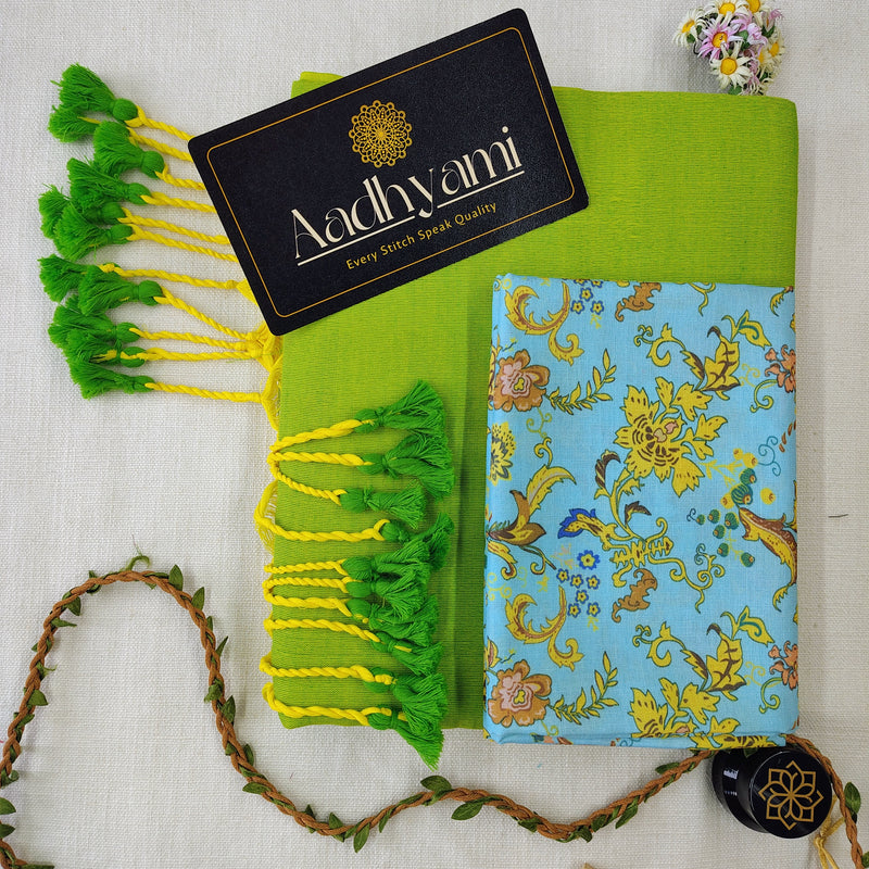 Perrot Handloom Cotton Saree With Designer Blouse