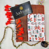 Orange Handloom Cotton Saree With Designer Blouse