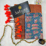 Orange Handloom Cotton Saree With Designer Blouse