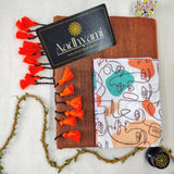 Orange Handloom Cotton Saree With Designer Blouse