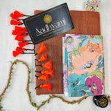 Orange Handloom Cotton Saree With Designer Blouse