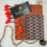 Orange Handloom Cotton Saree With Designer Blouse