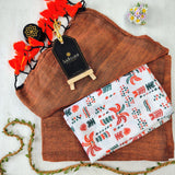 Orange Handloom Cotton Saree With Designer Blouse