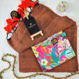 Orange Handloom Cotton Saree With Designer Blouse