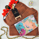 Orange Handloom Cotton Saree With Designer Blouse