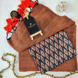 Orange Handloom Cotton Saree With Designer Blouse