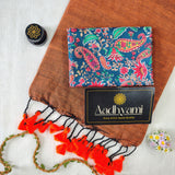 Orange Handloom Cotton Saree With Designer Blouse