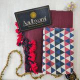 Maroon Handloom Cotton Saree With Designer Blouse